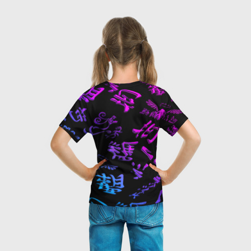 Детская футболка 3D с принтом Tokyos Revenge neon logo, вид сзади #2