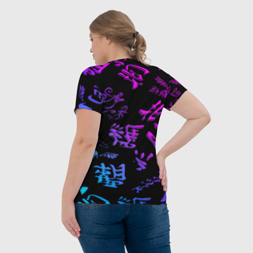 Женская футболка 3D с принтом Tokyos Revenge neon logo, вид сзади #2