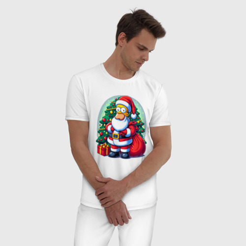 Мужская пижама хлопок с принтом Santa Simpson - ai art, фото на моделе #1