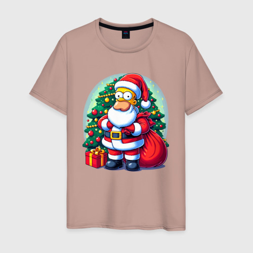 Мужская футболка хлопок с принтом Santa Simpson - ai art, вид спереди #2