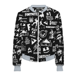 Женский бомбер 3D Fortnite alllogo black