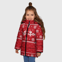 Зимняя куртка для девочек 3D Новогодний свитер с драконами - фото 2