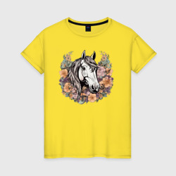 Лошадь в цветах – Футболка из хлопка с принтом купить со скидкой в -20%