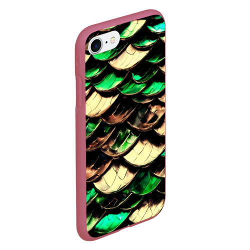 Чехол для iPhone 7/8 матовый с принтом Чешуя зеленого дракона, вид сбоку #3