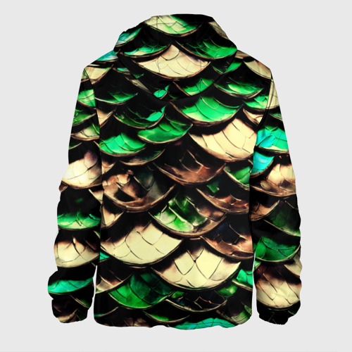 Мужская куртка 3D с принтом Чешуя зеленого дракона, вид сзади #1