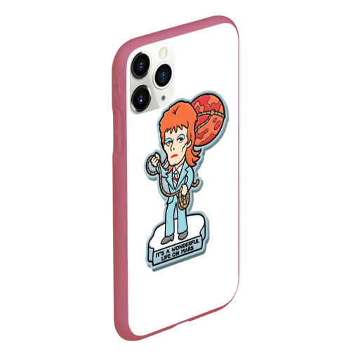 Чехол для iPhone 11 Pro Max матовый David Bowie - Life on Mars, цвет малиновый - фото 3