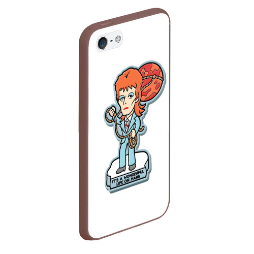 Чехол для iPhone 5/5S матовый David Bowie - Life on Mars, цвет коричневый - фото 3