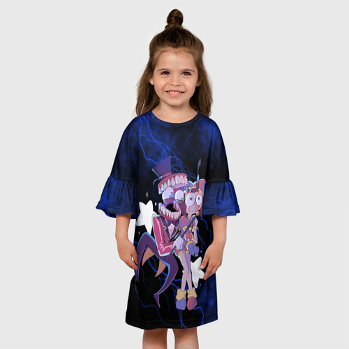 Детское платье 3D с принтом Помни и Кейн Удивительный цифровой цирк, вид сбоку #3