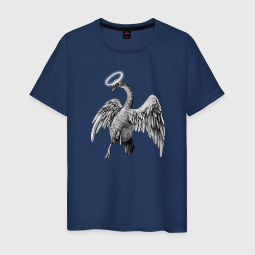 Мужская футболка из хлопка с принтом Angel swan, вид спереди №1