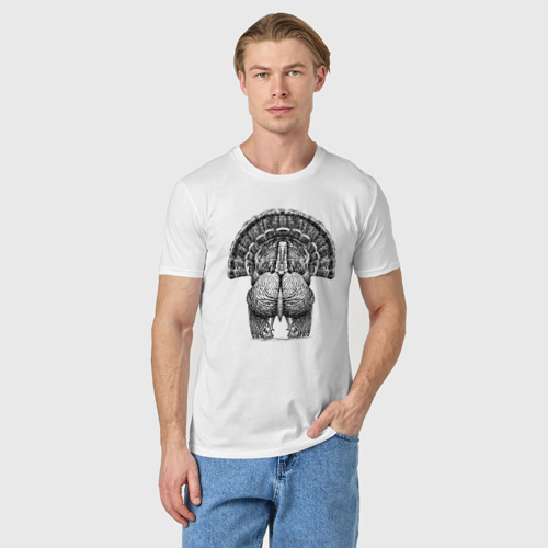 Мужская футболка хлопок Индейка анфас, цвет белый - фото 3