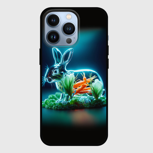 Чехол для iPhone 13 Pro с принтом Прозрачный стеклянный кролик с овощами, вид спереди #2