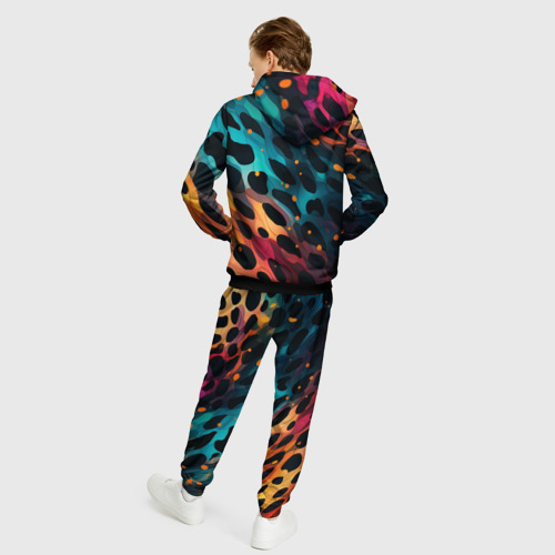 Мужской костюм с толстовкой 3D Разноцветный леопардовый паттерн, цвет черный - фото 4