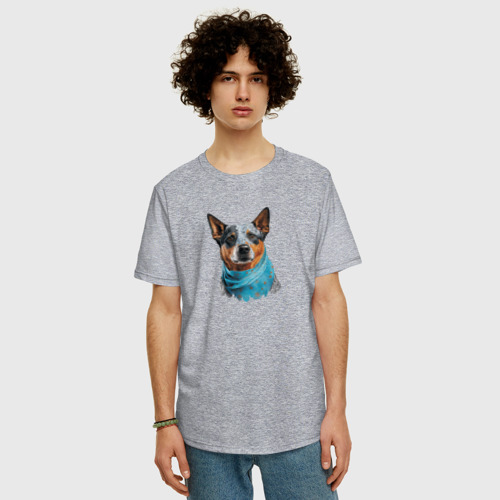 Мужская футболка хлопок Oversize Хилер с шейным платком, цвет меланж - фото 3