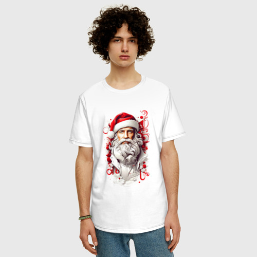 Мужская футболка хлопок Oversize Серьезный дедушка мороз, цвет белый - фото 3