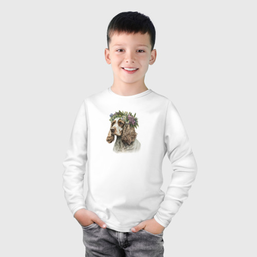 Детский лонгслив хлопок Английский кокер-спаниель, цвет белый - фото 3