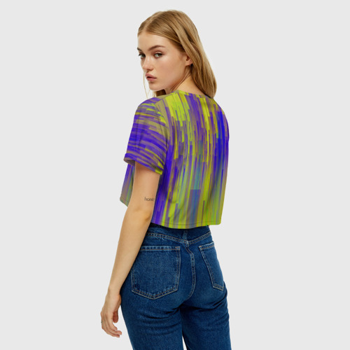 Женская футболка Crop-top 3D Глитч геометрия, цвет 3D печать - фото 5