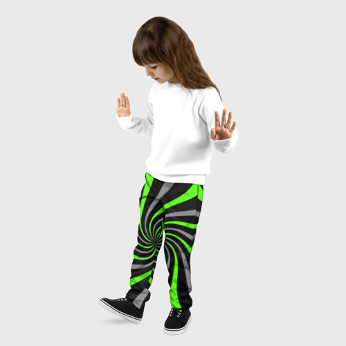 Детские брюки 3D с принтом Чёрные щупальца и лаймовые жгуты, фото на моделе #1