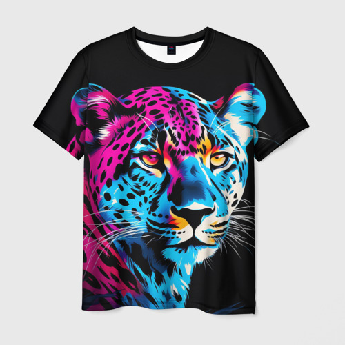 Мужская футболка 3D Леопард в неоновых цветах, цвет 3D печать