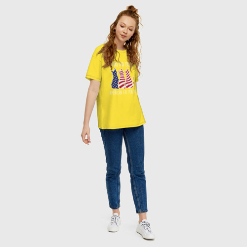 Женская футболка хлопок Oversize с принтом Гордый и сумасшедший американский кошатник, вид сбоку #3
