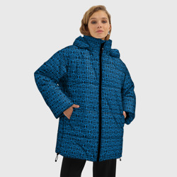 Женская зимняя куртка Oversize Тёмно-синий узоры - фото 2