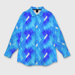 Женская рубашка oversize 3D Синее пиксельное полотно