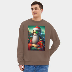 Мужской свитшот oversize без начеса хлопок Mona Lisa in Santa costume - cyberpunk - фото 2