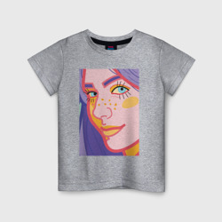 Детская футболка хлопок Портрет девушки с голубыми глазами крупным планом