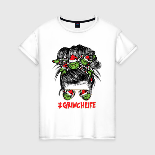 Женская футболка из хлопка с принтом Grinchlife, вид спереди №1