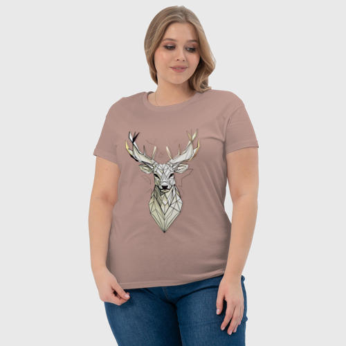 Женская футболка хлопок с принтом Олень в геометрическом стиле, фото #4