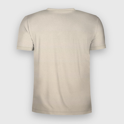 Мужская футболка 3D Slim с принтом Новогодняя ель  акварелью  на холсте, вид сзади #1