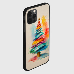 Чехол для iPhone 12 Pro Max Новогодняя ель разноцветной акварелью со звездой - фото 2