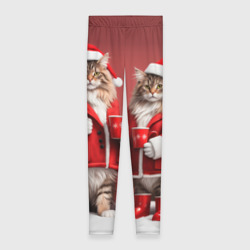 Леггинсы 3D С новым котом - два кота в костюмах Санты