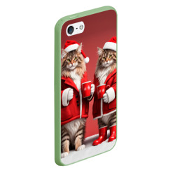 Чехол для iPhone 5/5S матовый С новым котом - два кота в костюмах Санты - фото 2