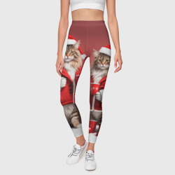 Леггинсы 3D С новым котом - два кота в костюмах Санты - фото 2