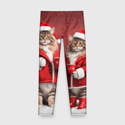 Детские леггинсы 3D С новым котом - два кота в костюмах Санты