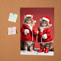 Постер С новым котом - два кота в костюмах Санты - фото 2