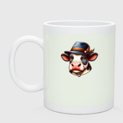 Кружка керамическая Корова в шляпе
