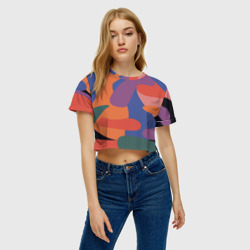 Женская футболка Crop-top 3D Цветные кляксы - фото 2