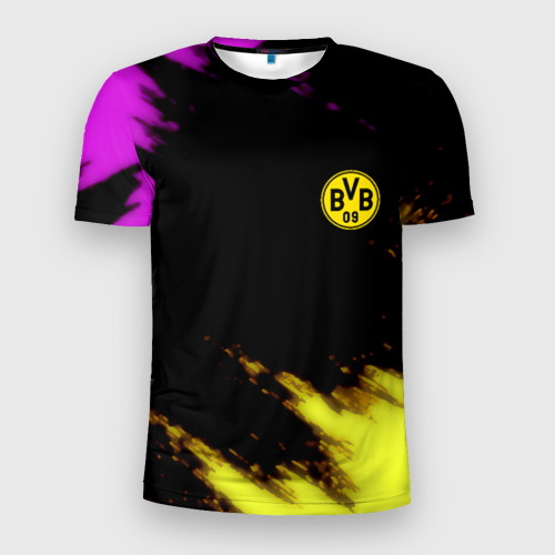 Мужская футболка 3D Slim с принтом Borussia Dortmund sport, вид спереди #2
