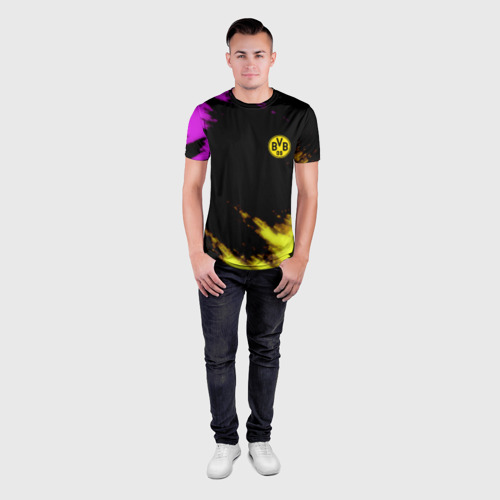 Мужская футболка 3D Slim с принтом Borussia Dortmund sport, вид сбоку #3