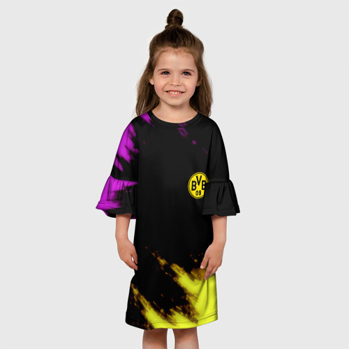 Детское платье 3D с принтом Borussia Dortmund sport, вид сбоку #3