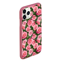 Чехол для iPhone 11 Pro Max матовый Розовые розы паттерн - фото 2