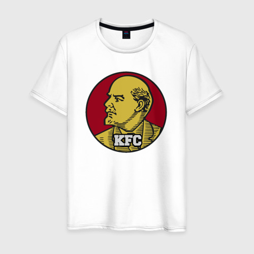 Мужская футболка из хлопка с принтом Lenin KFC, вид спереди №1