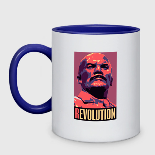 Кружка двухцветная Lenin revolution, цвет белый + синий