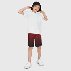 Детские спортивные шорты 3D Красно-чёрный ажурный градиент - фото 2
