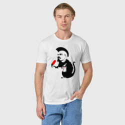 Футболка с принтом Панк Ленин для мужчины, вид на модели спереди №2. Цвет основы: белый