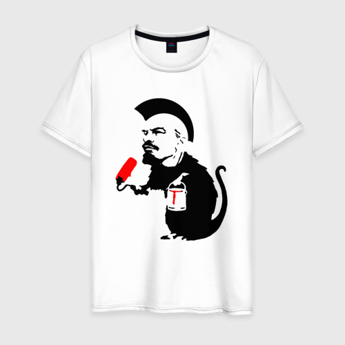 Мужская футболка из хлопка с принтом Панк Ленин, вид спереди №1