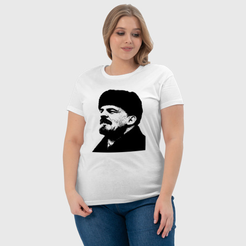 Женская футболка хлопок с принтом Ленин в шапке, фото #4
