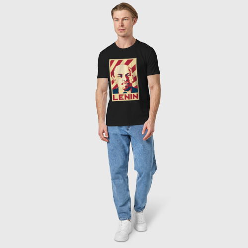 Мужская футболка хлопок с принтом Vladimir Lenin, вид сбоку #3