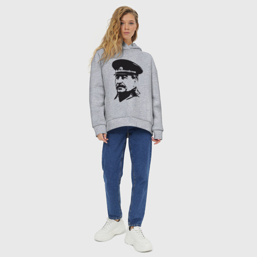 Женское худи Oversize хлопок Сталин в фуражке, цвет меланж - фото 6